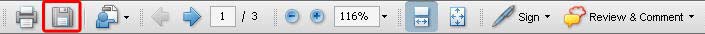 Save button on menu bar