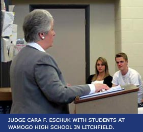 Judge Cara Eschuk at Wamogo High School in Litchfield, May 27, 2009.