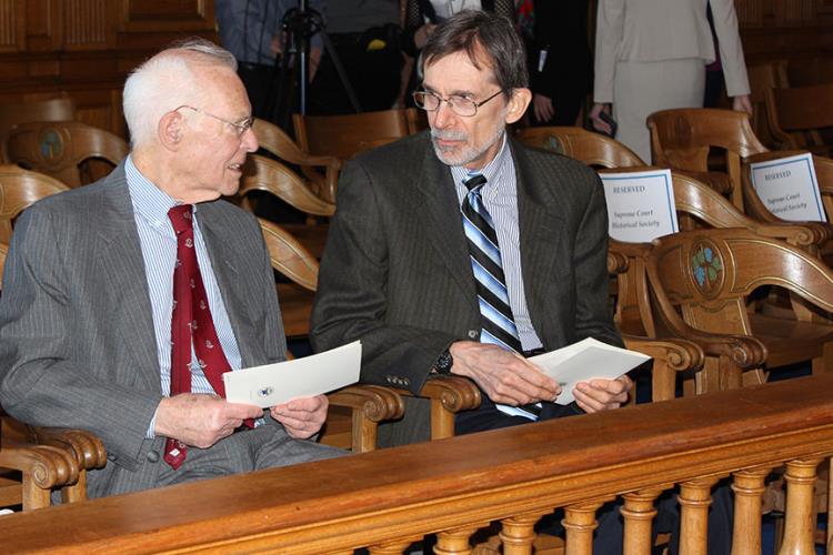 Christopher Collier, Vice President of the Connecticut Supreme Court Historical Society and Central Connecticut State University Professor of History, Donald Rogers.