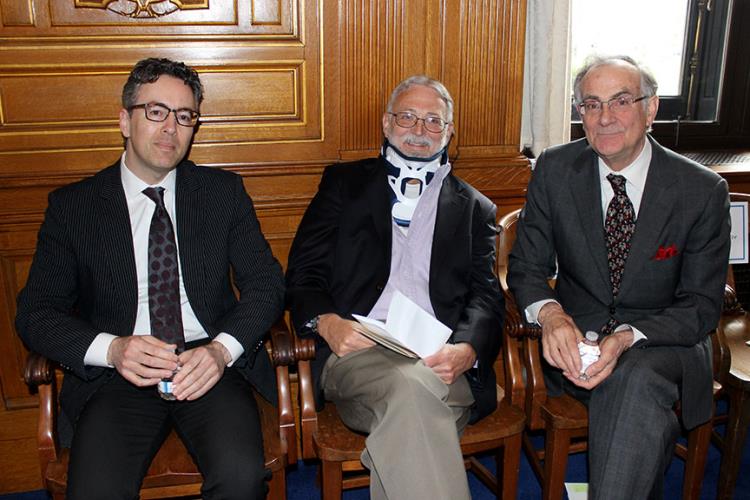 Law Day Keynote Speaker Dr. Jonathan M. Elukin (left), CT Bar Association President Attorney Mark A. Dubois and President of the CT Supreme Court Historical Society Attorney Wesley W. Horton.