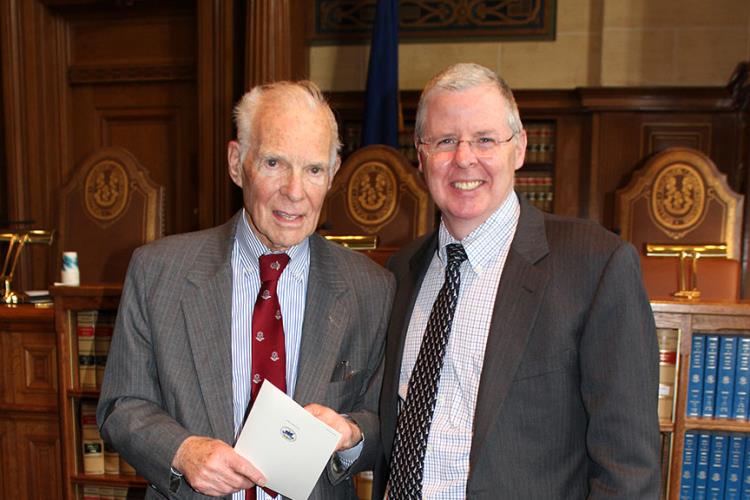Christopher Collier and Attorney Gregory T. D’Auria of the Connecticut Supreme Court Historical Society.