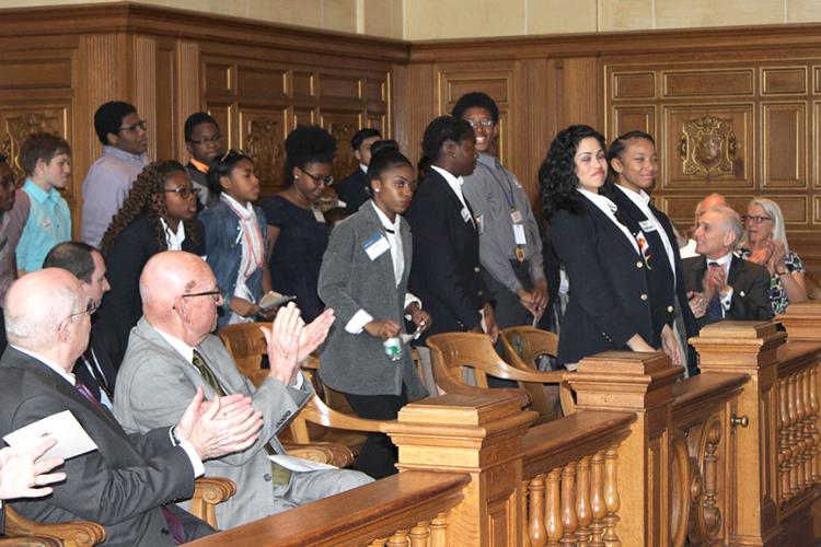 The Connecticut Supreme Court recognizes area high school students sponsored by the law firm of Shipman & Goodwin.