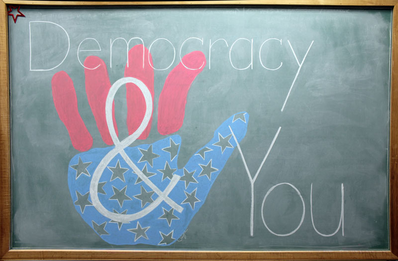 Democracy & You Blackboard Drawing