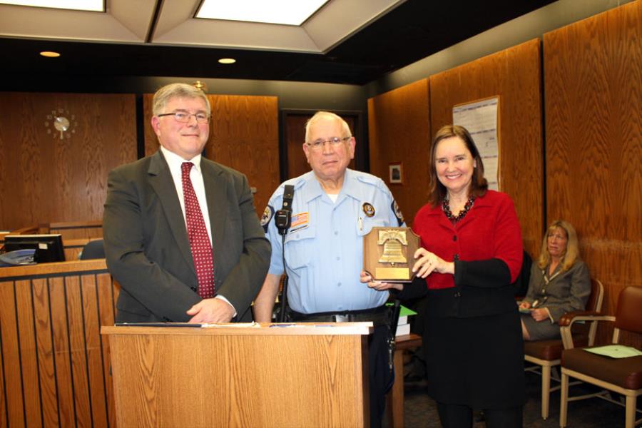 Senior States Attorney Ronald Dearstyne, Marshal Robert Dinunzio, Secretary of State Denise Merrill.