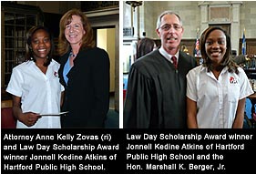 (L to R) Jonnell Atkins and Atty. Zovas, Judge Berger and Atkins