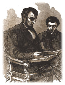 Abraham Lincoln reading to child