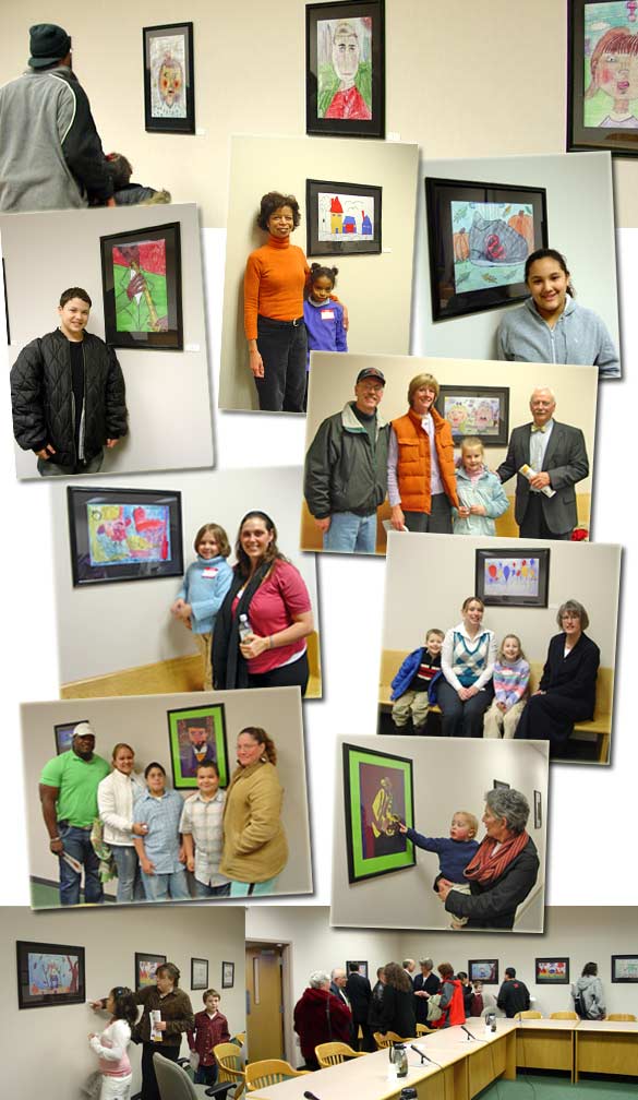 Some of the students and their artwork