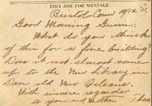 Message from back of postcard