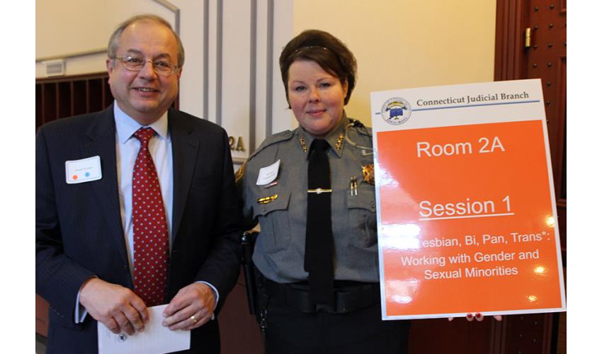 Executive Director of Superior Court Operations and Executive Secretary of the Judicial Branch Joseph D. DAlesio<br>and Chief Judicial Marshal Ines Nieves.