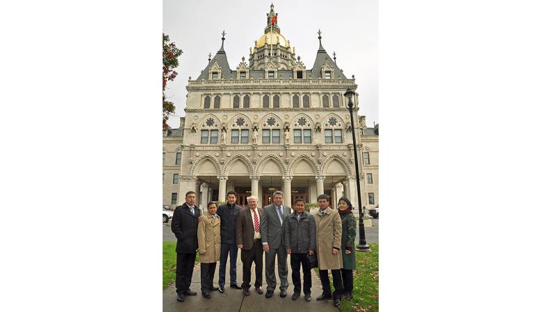 Members of the Kyrgyz Republic delegation with Appellate Court Judges Michael R. Sheldon and Eliot D. Prescott<br>(fourth and fifth from the left).