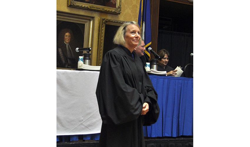 Chief Justice Chase T. Rogers prepares to congratulate the new attorneys at the morning ceremony.