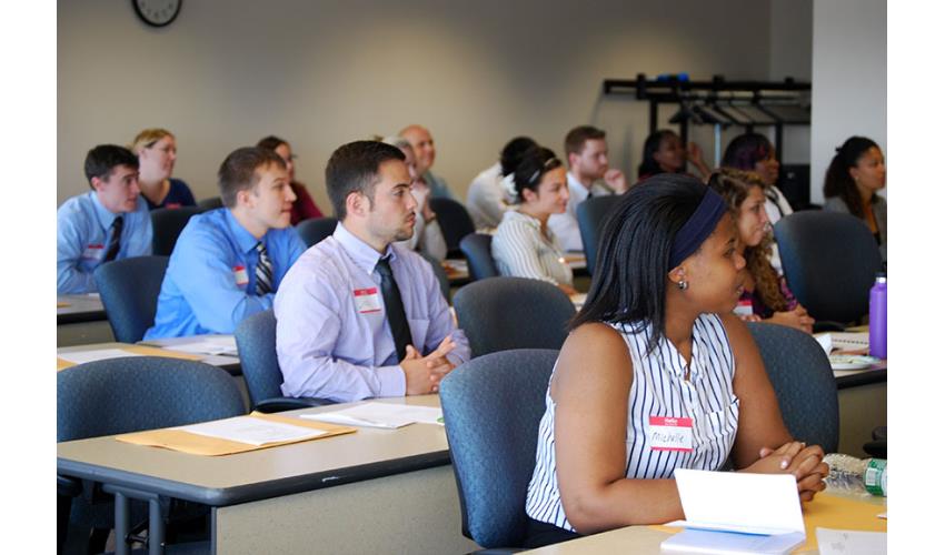 Interns are attentive during policy and procedure review.