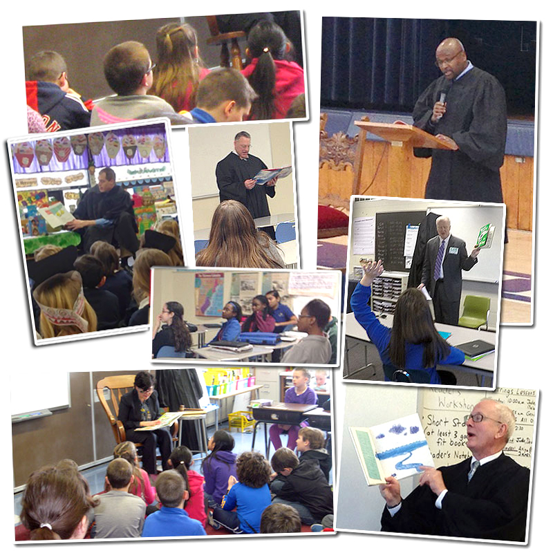 Montage of Judges Reading to Students
