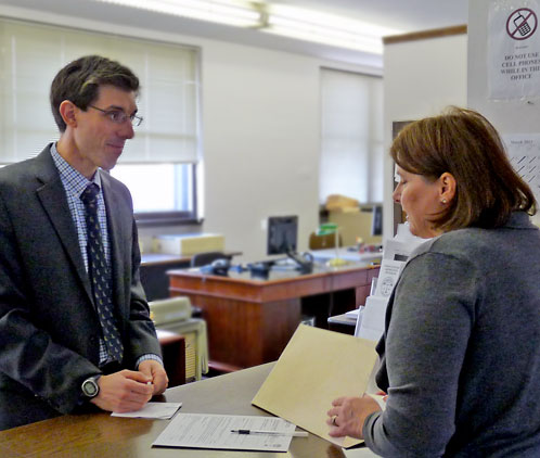 Clerk offering help